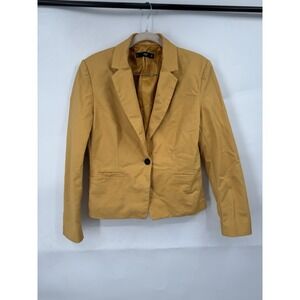 MNG Mustard Yellow Short Blazer Jacket Women 8 Academia Retro Feminine Preppy